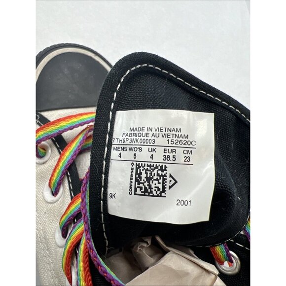 Converse Chucks Pride Sneakers Mens 4 Womens 6 Custom Made Black White Rainbow - Picture 4 of 14